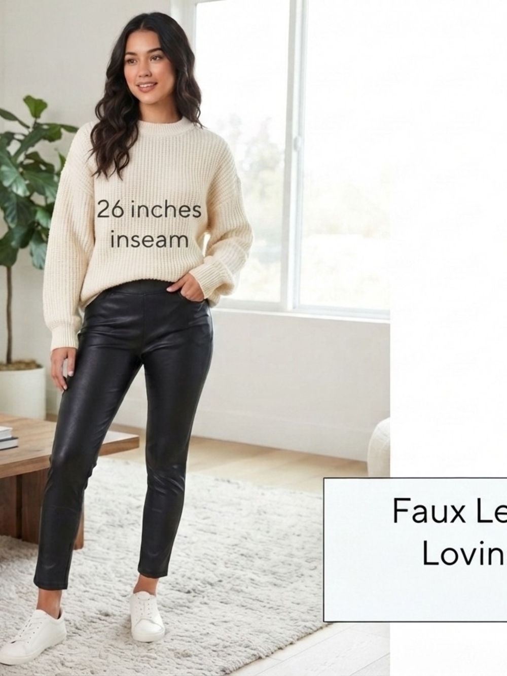 Faux Leather Slim Ankle Pants - Black